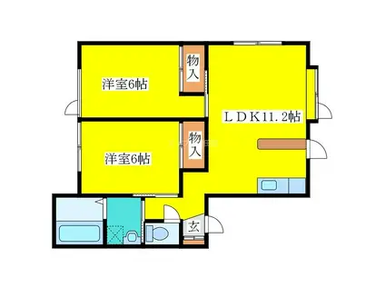 椎の実弐番館(2LDK/1階)の間取り写真
