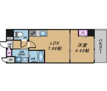 ドムス吉田(1LDK/7階)の間取り写真