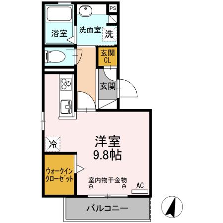 岳南電車 吉原本町駅 徒歩30分 3階建 築9年(ワンルーム/2階)の間取り写真