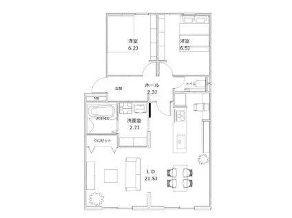 キャッスルサンライズ(2LDK/2階)の間取り写真