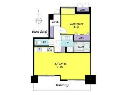 グローリアス八田(1LDK/10階)の間取り写真