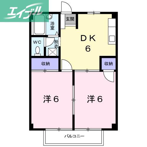 シティハイツ小銭B(2DK/2階)の間取り写真