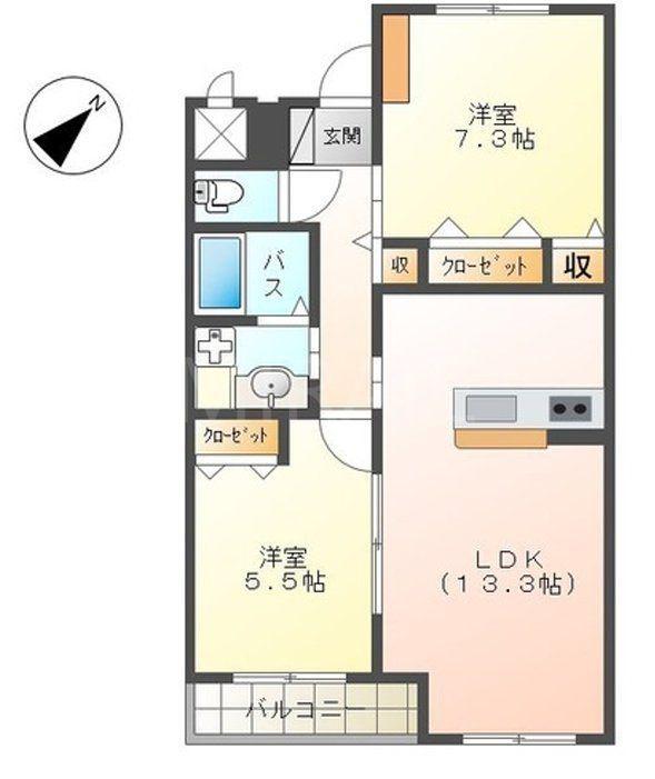 しろくま(2LDK/3階)の間取り写真