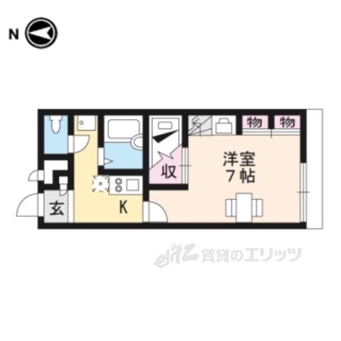 レオパレス嵯峨(1K/1階)の間取り写真