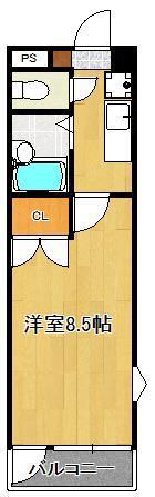 コンドミニアム穴生駅前(1K/8階)の間取り写真
