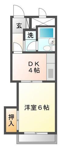 ハイツオーキタ(1K/2階)の間取り写真