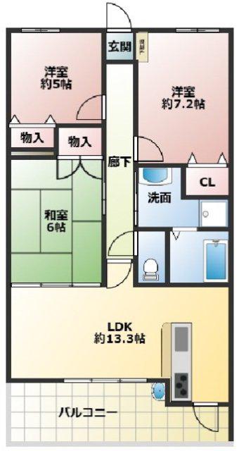 ディアエスタ・ミオ(3LDK/4階)の間取り写真