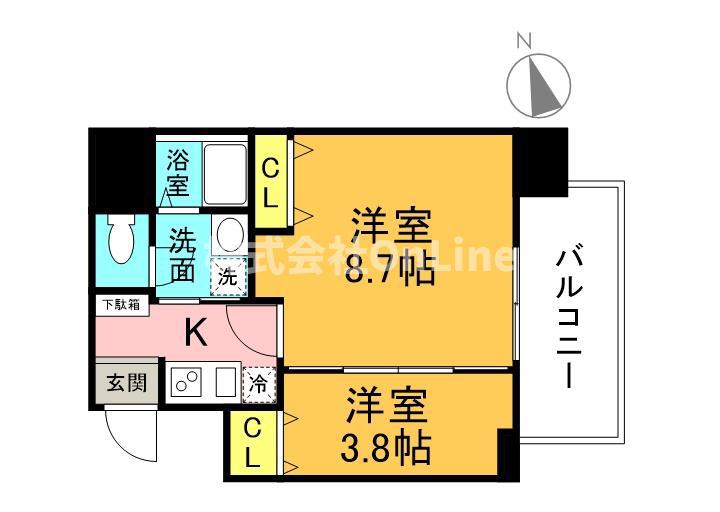 ヴィラ・セレーノ玉造本町(2K/11階)の間取り写真
