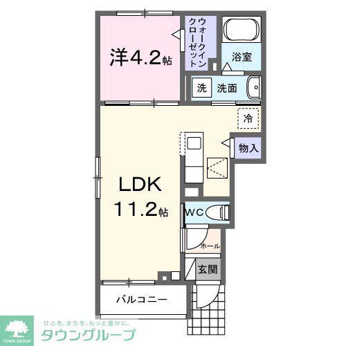 JR川越線 南古谷駅 徒歩8分 2階建 築1年(1LDK/1階)の間取り写真
