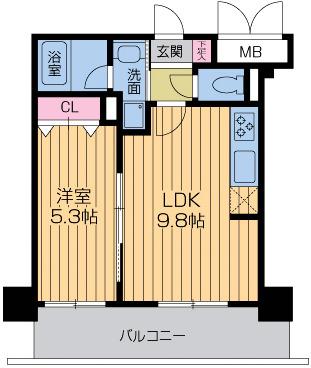 クレグラン北梅田(1LDK/6階)の間取り写真