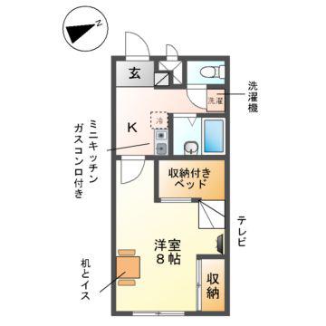 レオパレス小田(1K/1階)の間取り写真