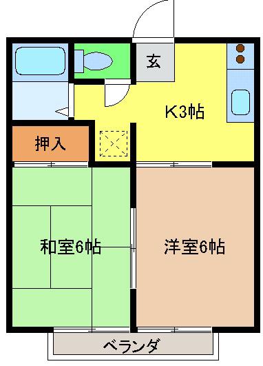 コーポ萩(2K/1階)の間取り写真