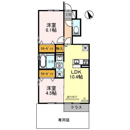 プレミア(2LDK/1階)の間取り写真