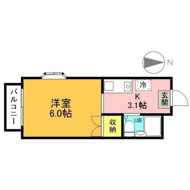 コテージ戸塚(ワンルーム/2階)の間取り写真