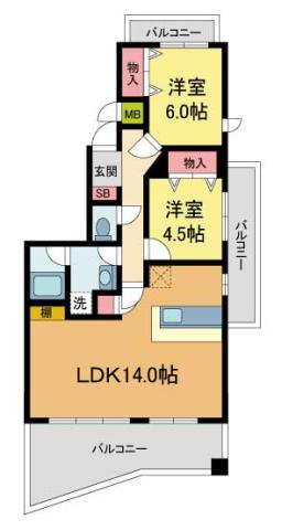 フォルム北夙川(2LDK/4階)の間取り写真