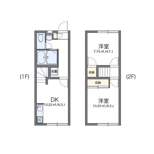 レオパレス母木(2DK/1階)の間取り写真