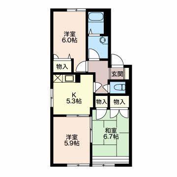 サンハイム清水 B棟(3K/2階)の間取り写真