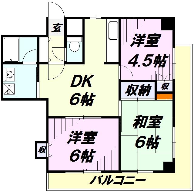 ユーケー小手指(3DK/3階)の間取り写真