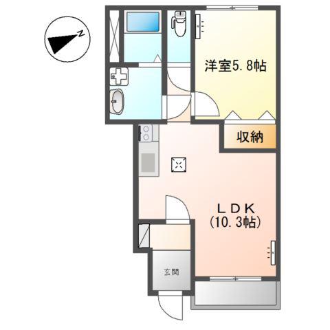 ミルキーハウス(1LDK/1階)の間取り写真