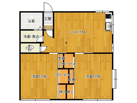アサヒJT(2LDK/2階)の間取り写真