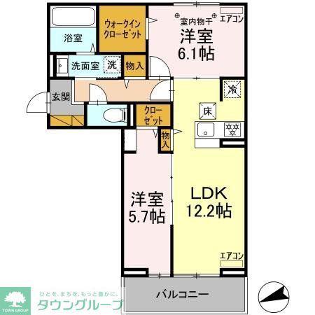 グランテージ海神I(2LDK/1階)の間取り写真