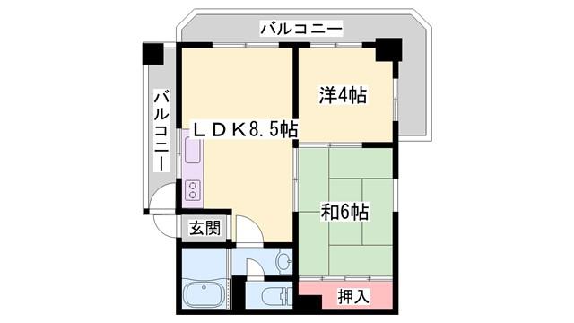 ベルコート加古川(2LDK/2階)の間取り写真