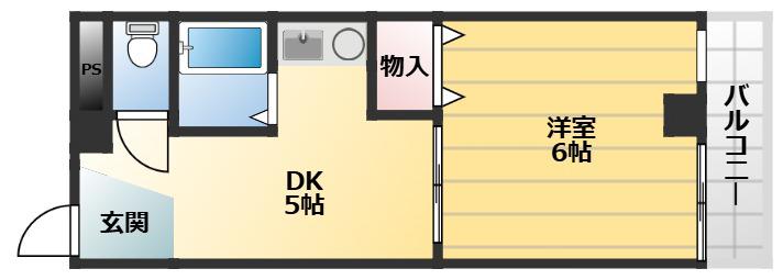 アイワステーションビルVI号館(1DK/6階)の間取り写真