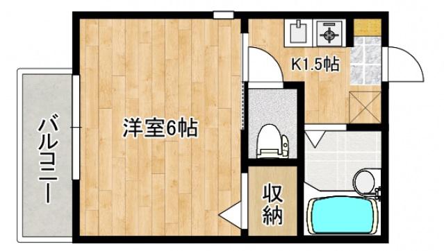 カーサみどり(1K/2階)の間取り写真