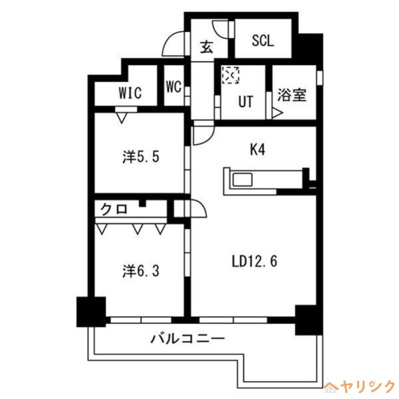 グランテラス藤が丘(2LDK/9階)の間取り写真