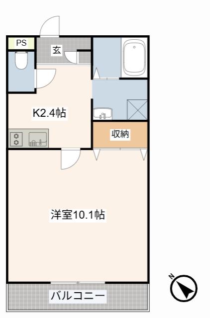 メゾンビオラ(1K/1階)の間取り写真