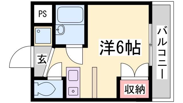 コスモメイト北野(1K/4階)の間取り写真