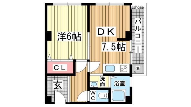 STELLA王子公園(1DK/3階)の間取り写真