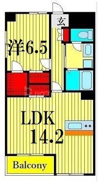 ウィルテラス船堀(1LDK/4階)の間取り写真