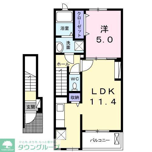 サニーグレイス(1LDK/2階)の間取り写真