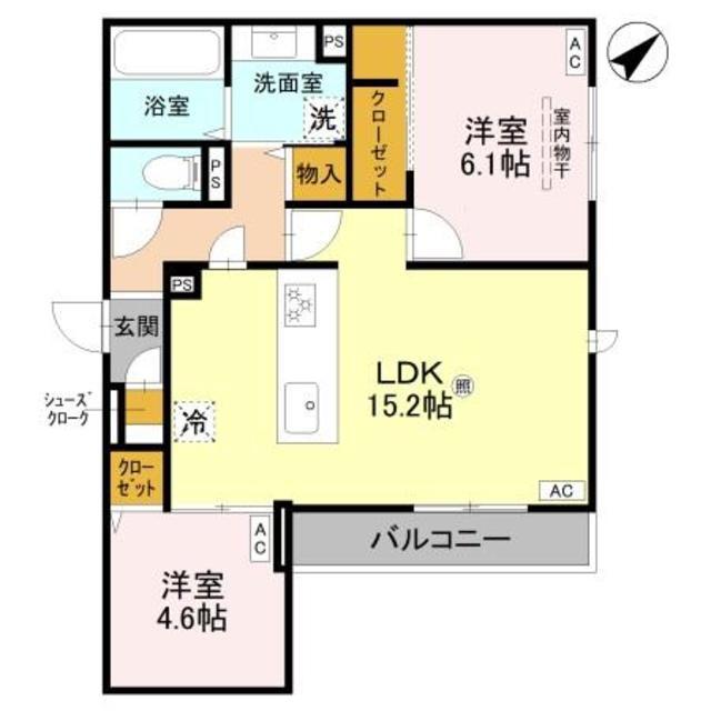 ラ メゾン ピック 中百舌鳥II(2LDK/2階)の間取り写真