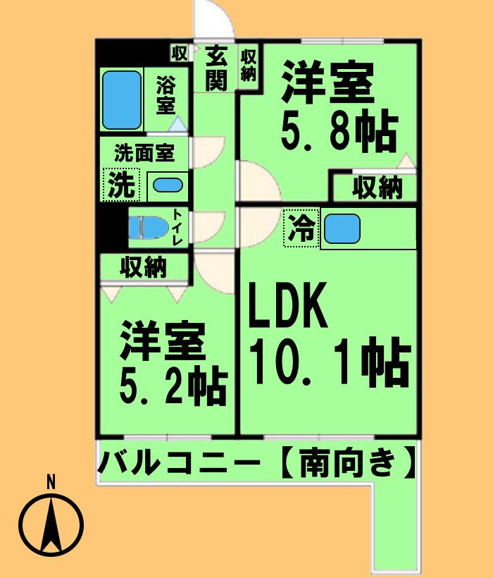 サン.プロス ミタニ(2LDK/2階)の間取り写真