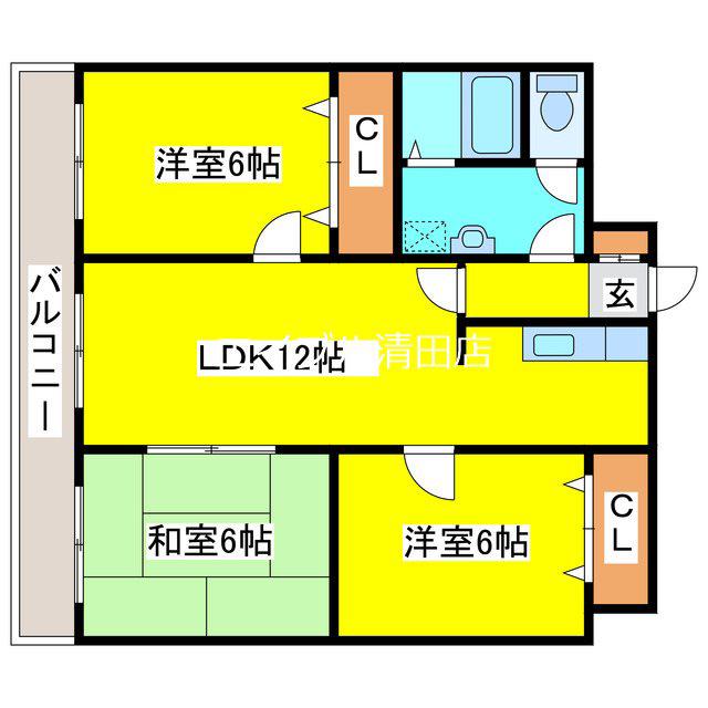 R4TMビル(3LDK/2階)の間取り写真