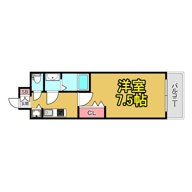 ウォークフォレスト御幸町(1K/6階)の間取り写真