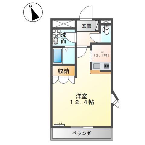 コンチェルト笠岡D(1K/2階)の間取り写真