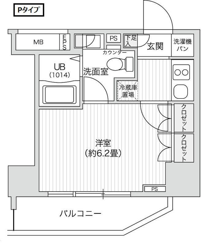 レジディア笹塚II(1K/6階)の間取り写真