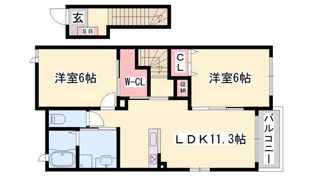 アムニス・エスト(2LDK/2階)の間取り写真