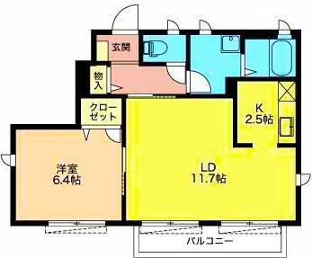 アムールフジ(1LDK/1階)の間取り写真