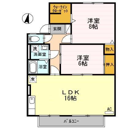 セジュール本堂A棟(3DK/2階)の間取り写真