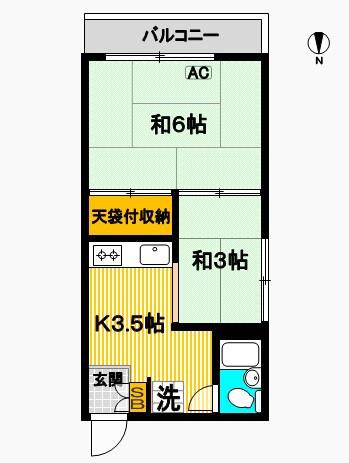 山田荘(2K/2階)の間取り写真