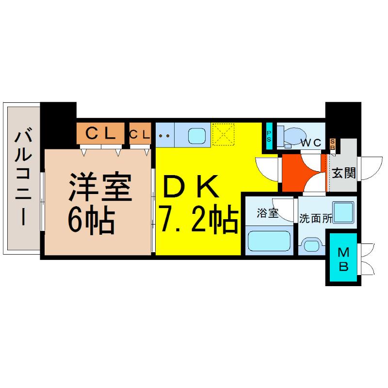 コンセール葵(1DK/8階)の間取り写真