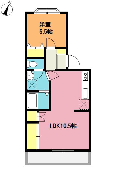 第二栗原ハイツ(1LDK/1階)の間取り写真