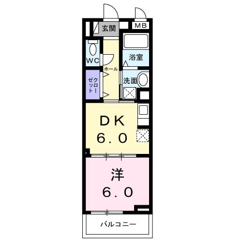 ボワ リュネール(1DK/1階)の間取り写真