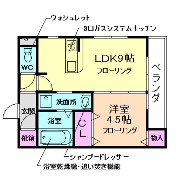D-ROOM石橋(1LDK/1階)の間取り写真