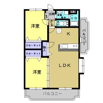 OPUS城山台(2LDK/2階)の間取り写真