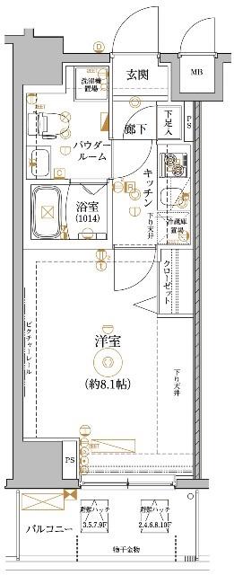 レアライズ新御徒町(1K/6階)の間取り写真